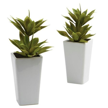 NEARLY NATURAL Double Mini Agave with Planter - Set of 2, 2PK 4971-S2